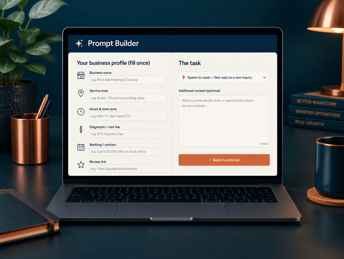 Illustrative product mockup: The Prompt Builder